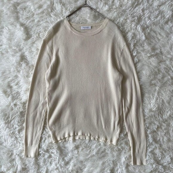 Bouth Ivory Rib Knit F Simple Sweater - Picture 1 of 5